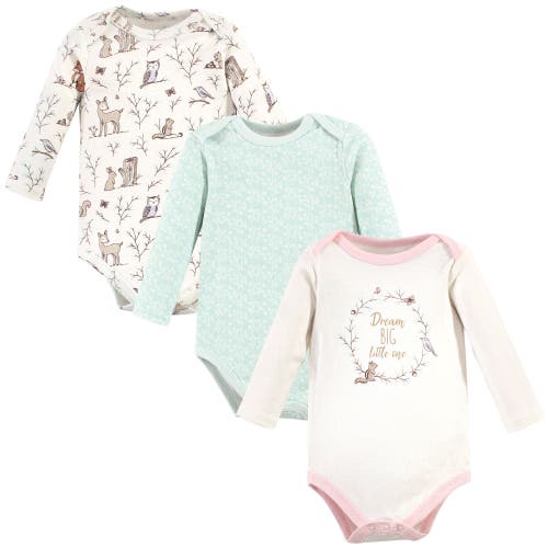 Hudson Baby Essential All-cotton Long-sleeve Bodysuit Triple Pack In Blue