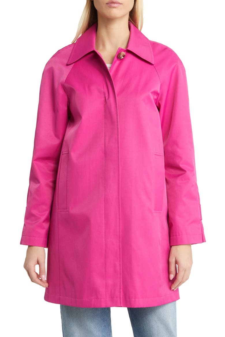 Mac Water Repellent Cotton Blend Raincoat, Main, color, ULTRA FUCHSIA