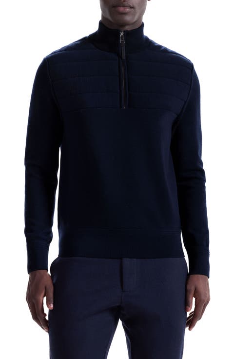 Merino Wool Quarter Zip Polo Sweater