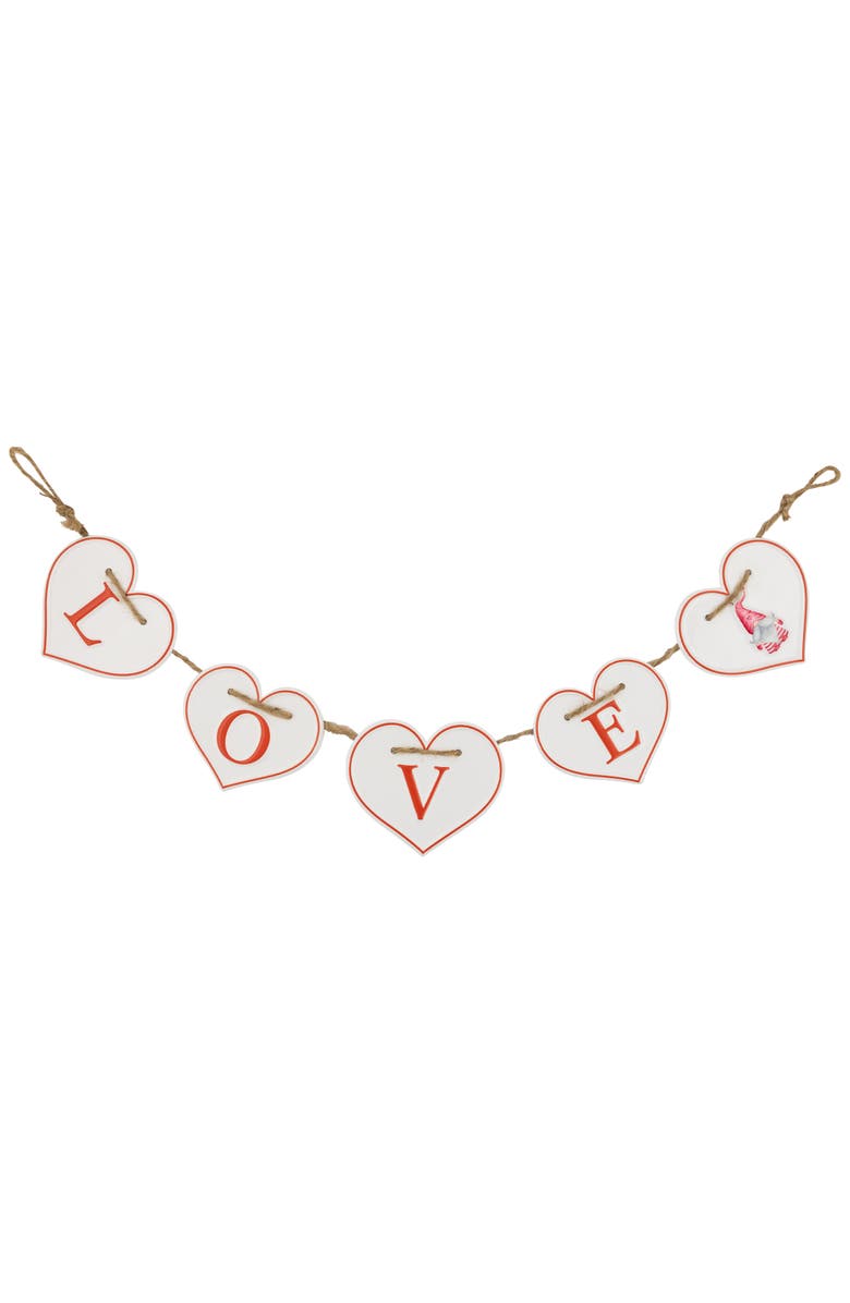 Northlight Hearts "LOVE" Valentine's Day Metal Banner - 32" - White and Red, Main, color, White