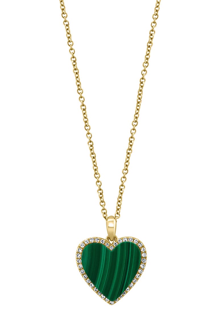 14K Yellow Gold Diamond,Malachite Pendant, Main, color, Hematite and FW Blush Pearl
