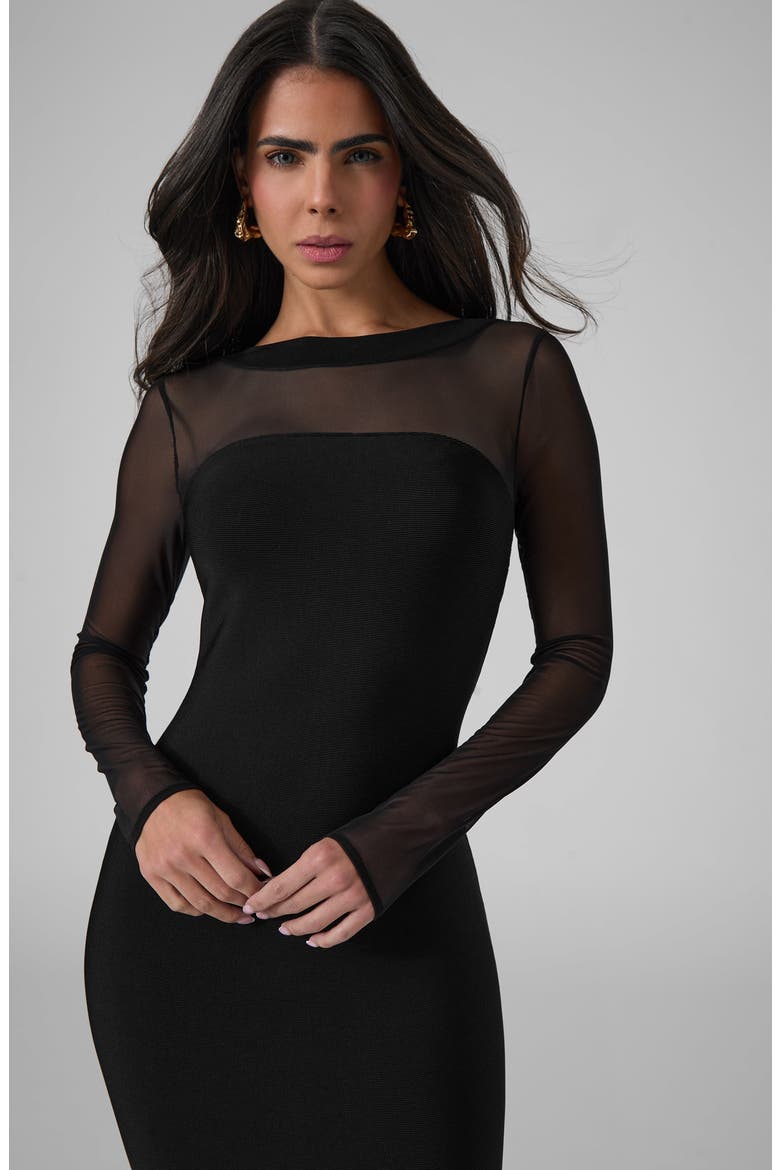 Selin Mesh Yoke Bandage Minidress, Alternate, color, JBLACK-BLACK