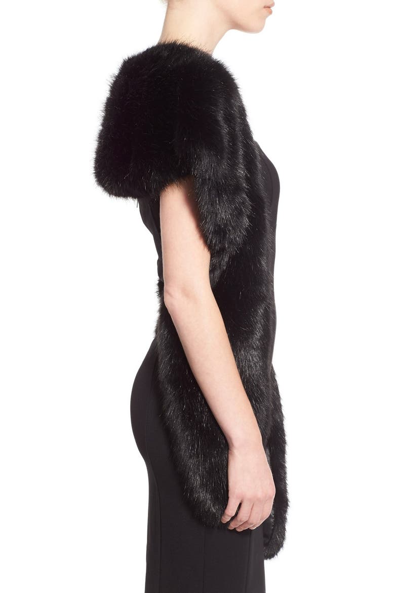 Faux Fur Stole, Alternate, color, BLACK