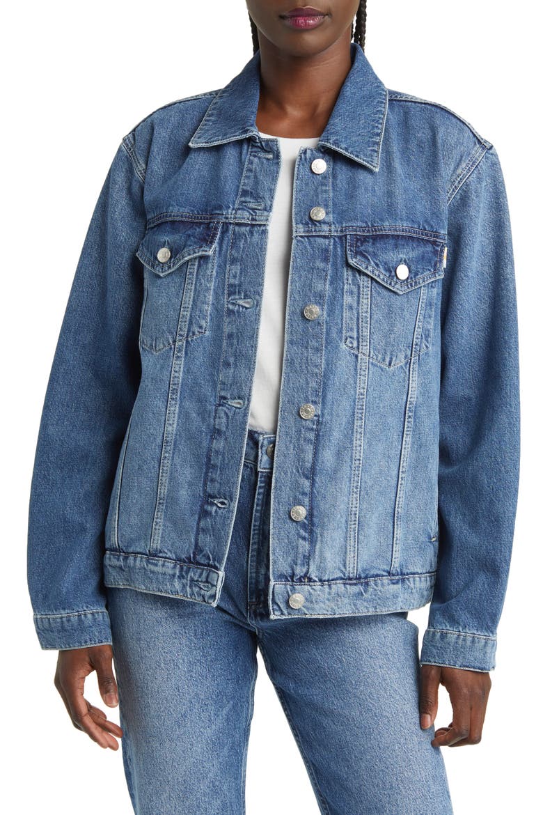 Grove Boyfriend Trucker Denim Jacket, Main, color, INDIGO HAZE