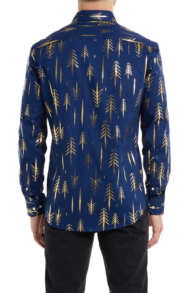 OppoSuits Terrific Trees Tailored Fit Dress Shirt, Alternate, color, Blue