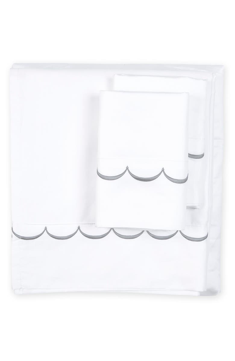 MELANGE HOME Scallop Embroidered 600 Thread Count Cotton Duvet Cover Set, Alternate, color, Grey