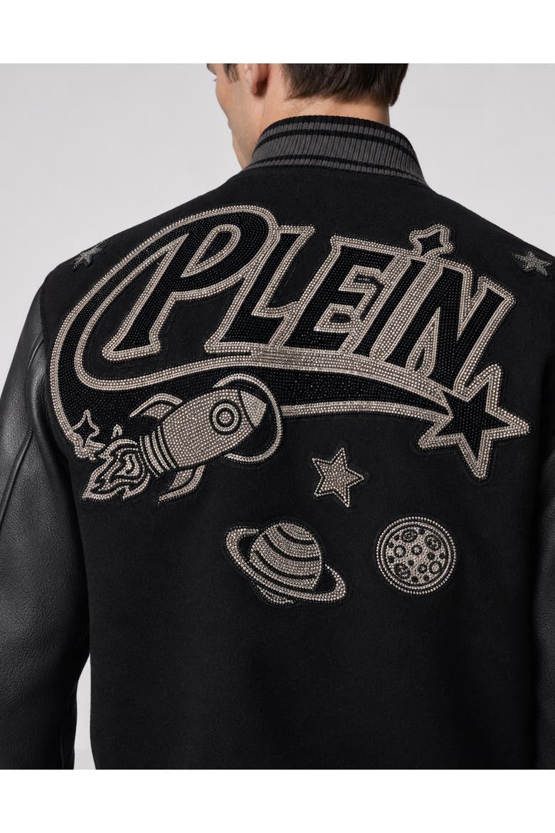 College Bomber Plein Space Strass Men, Alternate, color, black