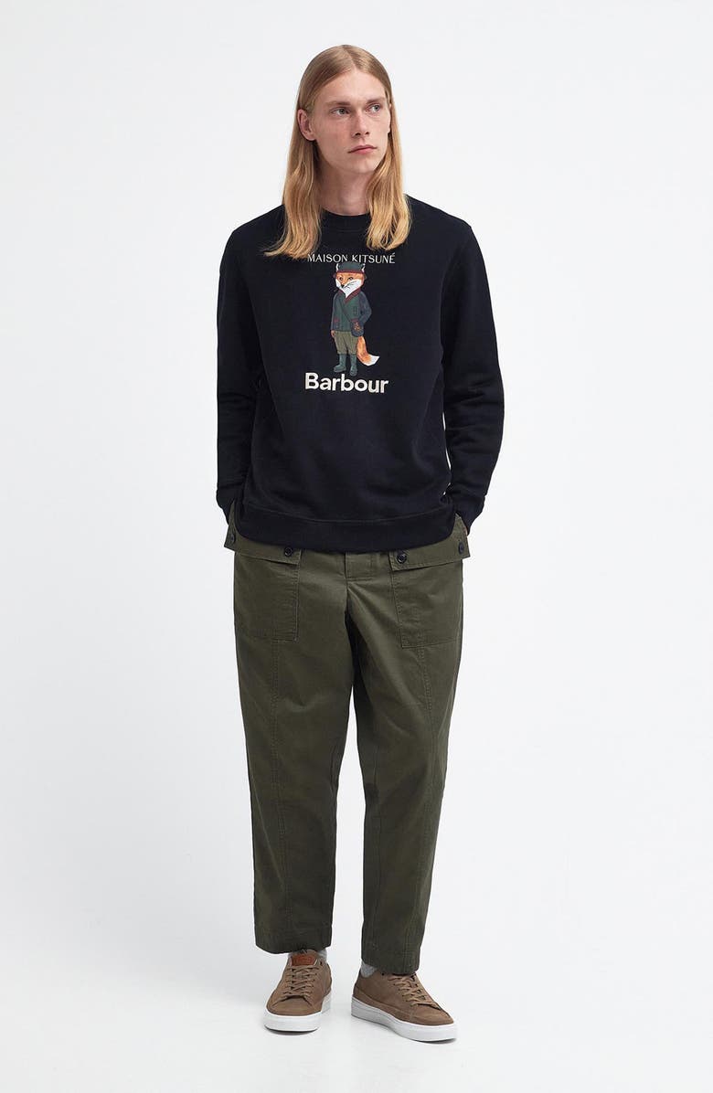 Barbour x Maison Kitsuné Fox Cotton Graphic Sweatshirt, Alternate, color, 