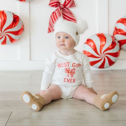 Sweet Wink Best Gift Ever Christmas Long Sleeve Romper In White