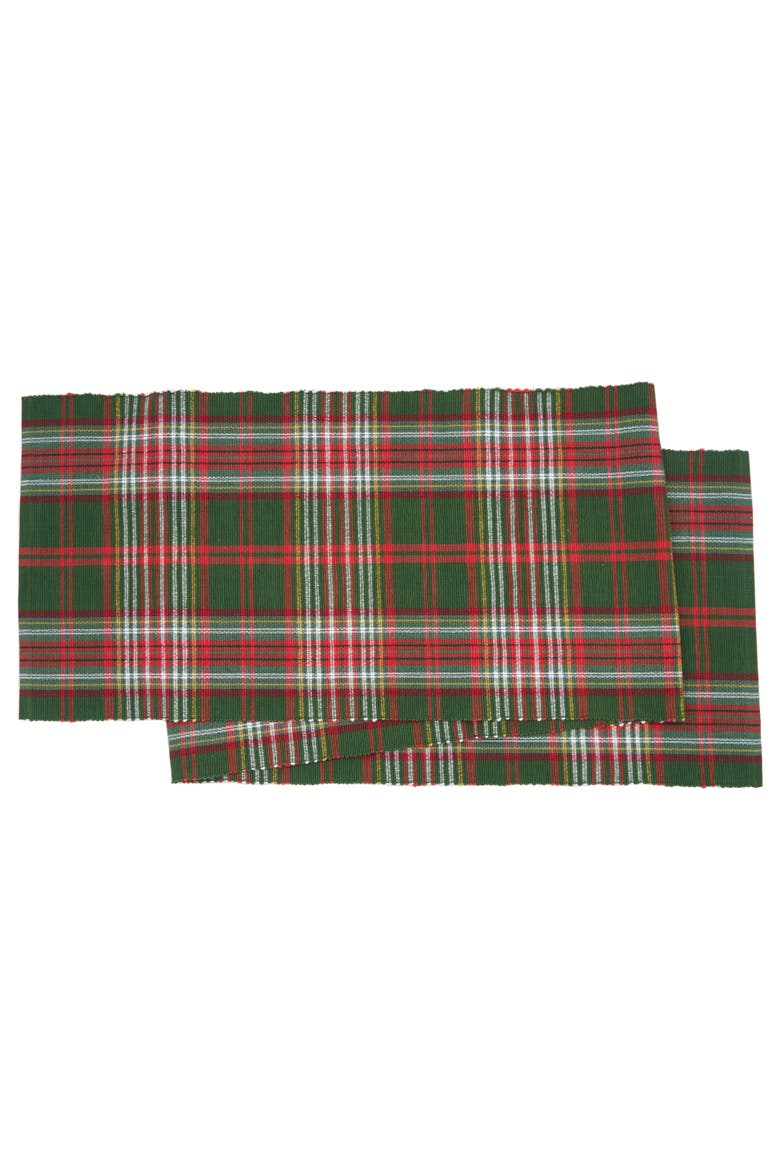 Axel Plaid Table Runner 13" x 72", Main, color, Green