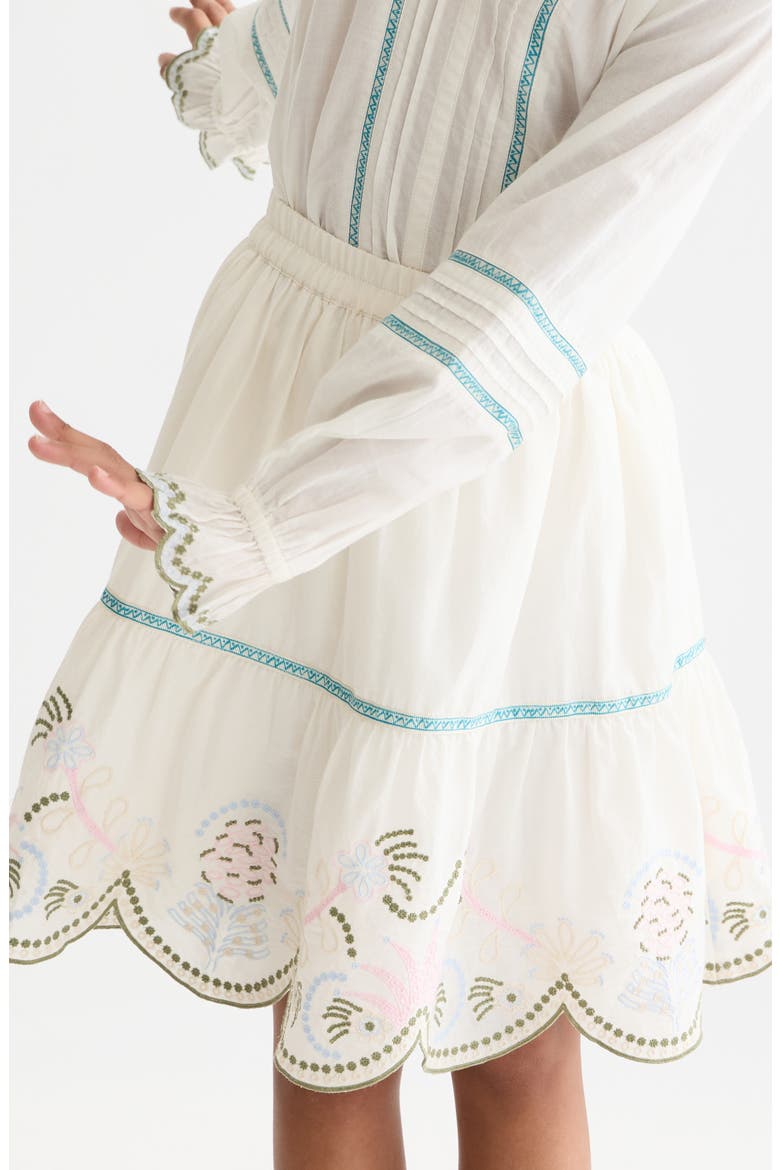 Kids' Embroidered Scalloped Hem Cotton Skirt, Alternate, color, EGGNOG