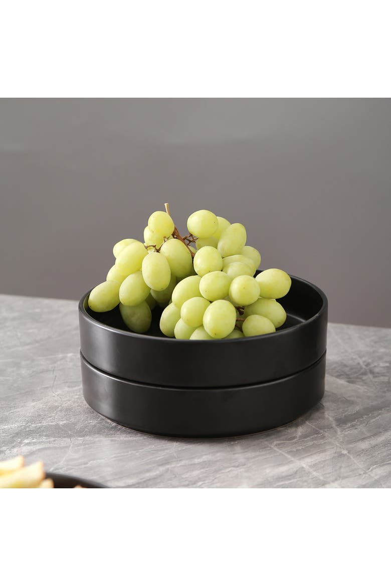 Celina Stoneware 4-Piece Pasta Bowl Set, Alternate, color, Black