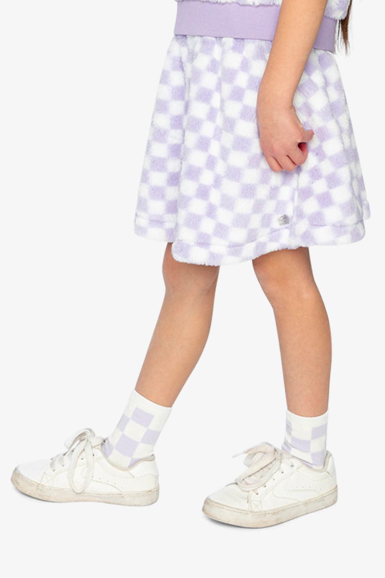 Checkered Faux Fur A-Line Skirt, Alternate, color, Lilac and White Tiles