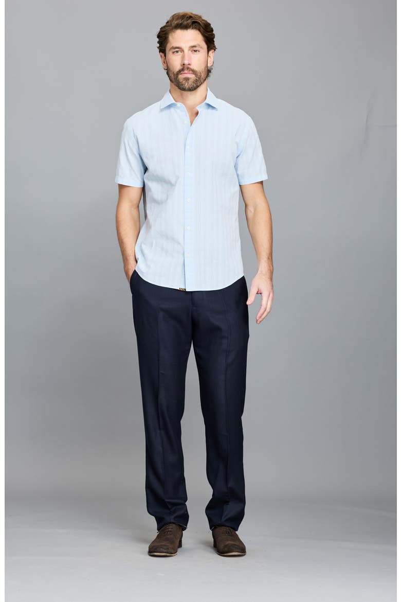 Textured Plaid Cotton Button-Up Shirt, Alternate, color, LIGHT BLUE