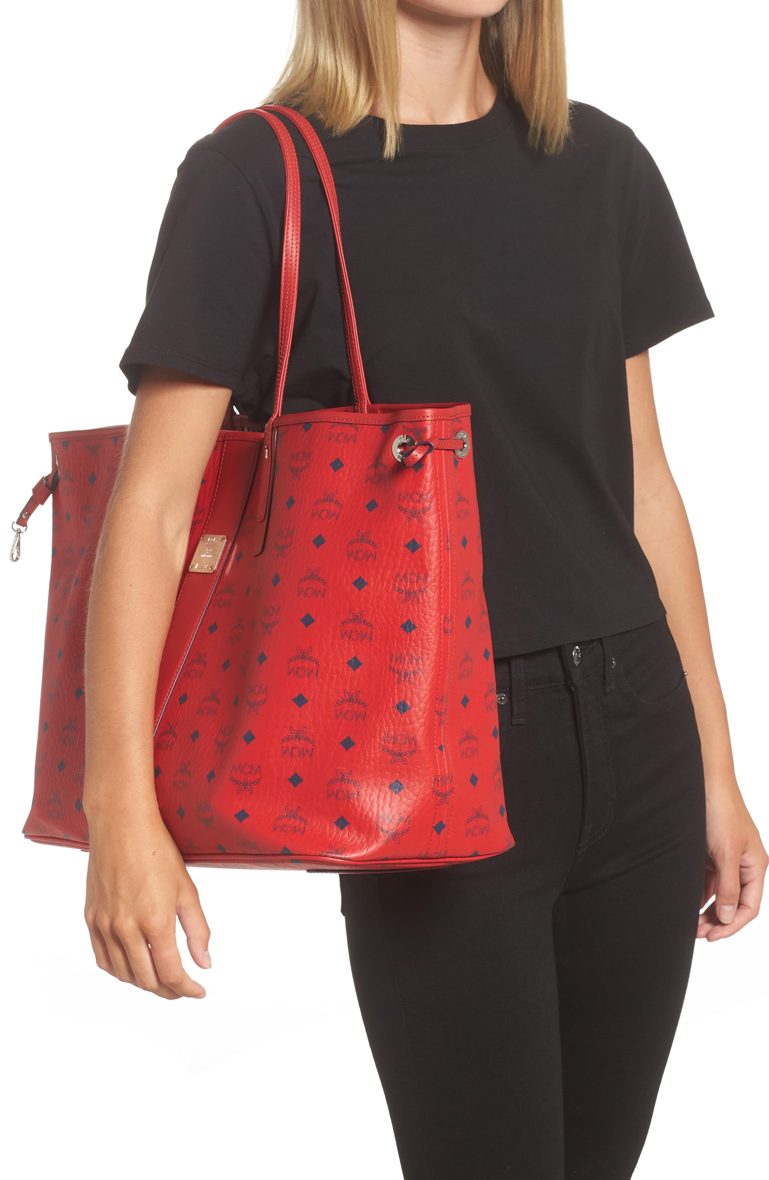 Large Liz Reversible Shopper, Alternate, color, CANDY RED