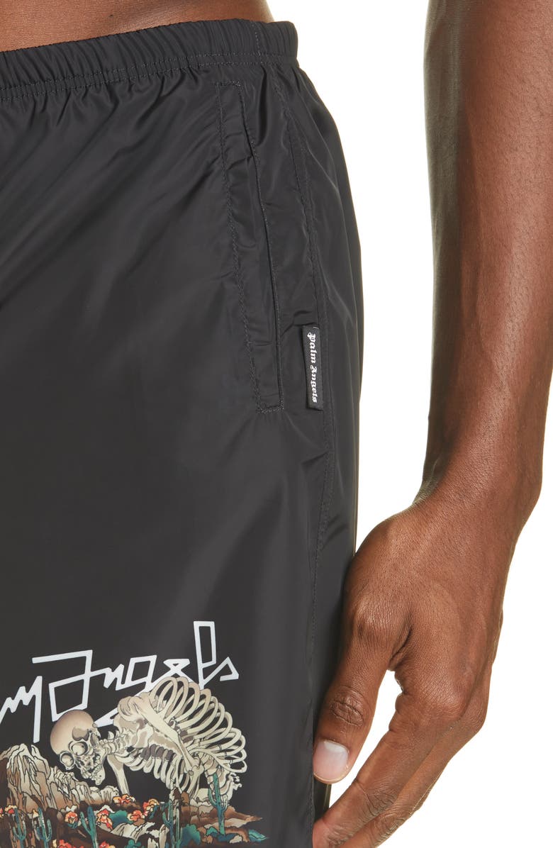 Palm Angels Desert Skull Swim Trunks, Alternate, color,
