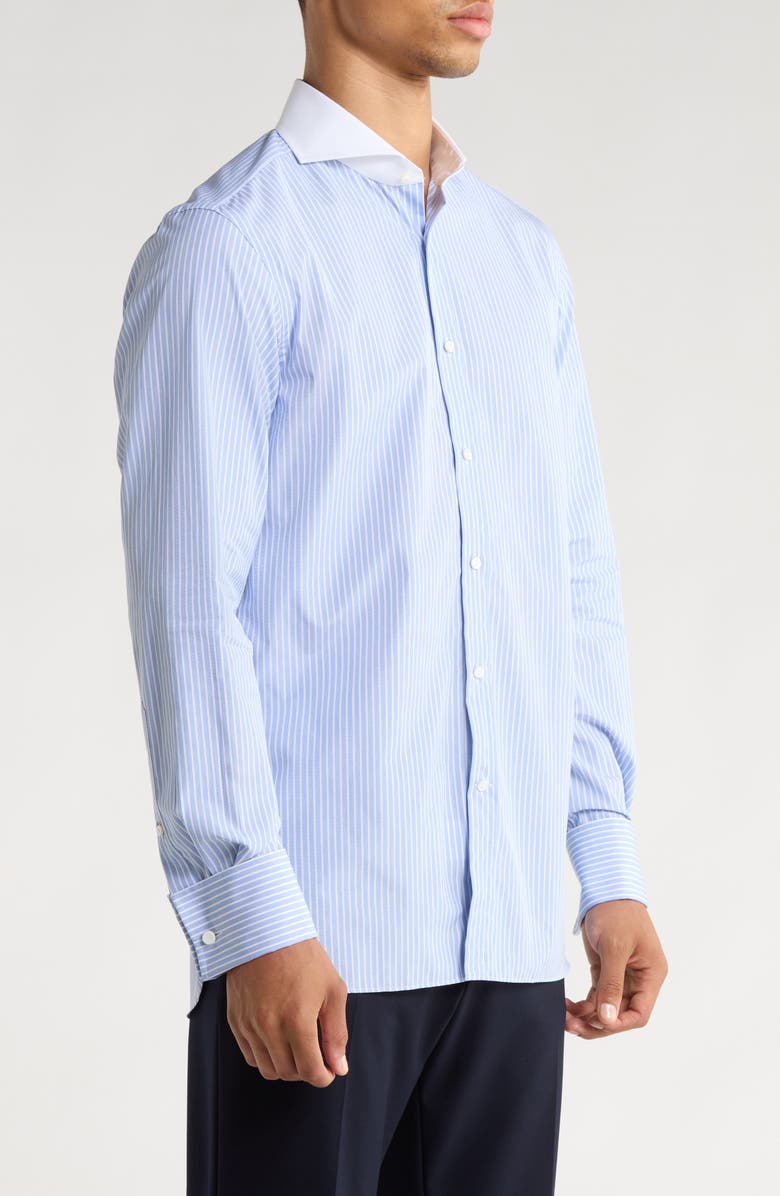 Ralph Lauren Purple Label Stripe End on End Cotton Button-Up Shirt, Alternate, color, Blue