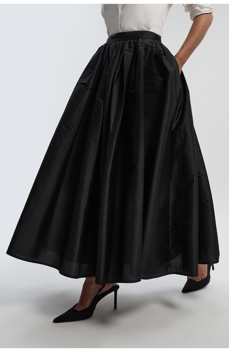 Karen Millen Taffeta Woven Maxi Skirt, Main, color, Black
