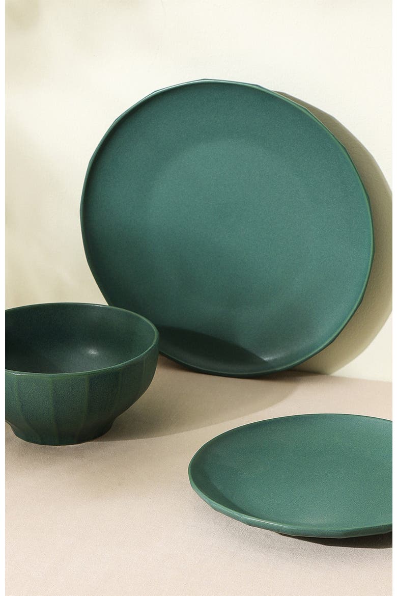 Rio Stoneware 12-Piece Dinnerware Set, Alternate, color, Green