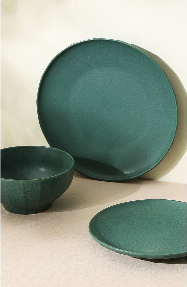 Stone Lain Rio Stoneware 12-Piece Dinnerware Set, Alternate, color, Green