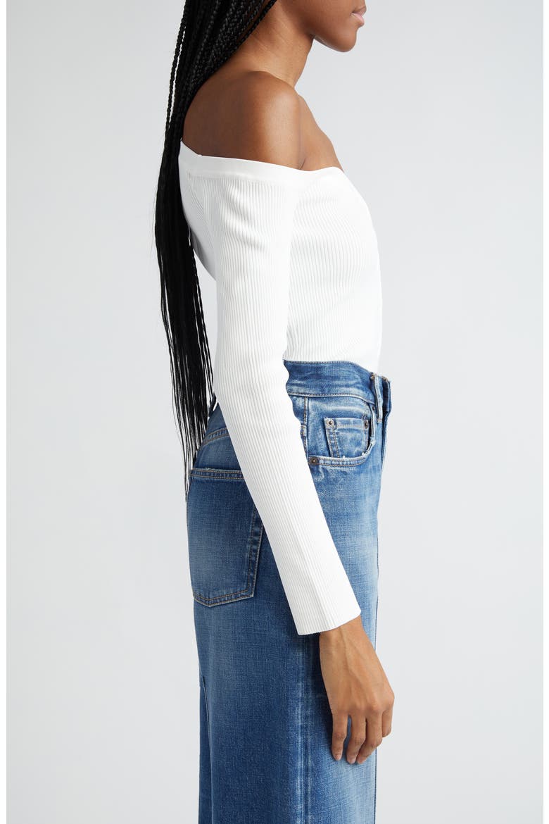Craftsman One-Shoulder Rib Cardigan, Alternate, color, IVORY