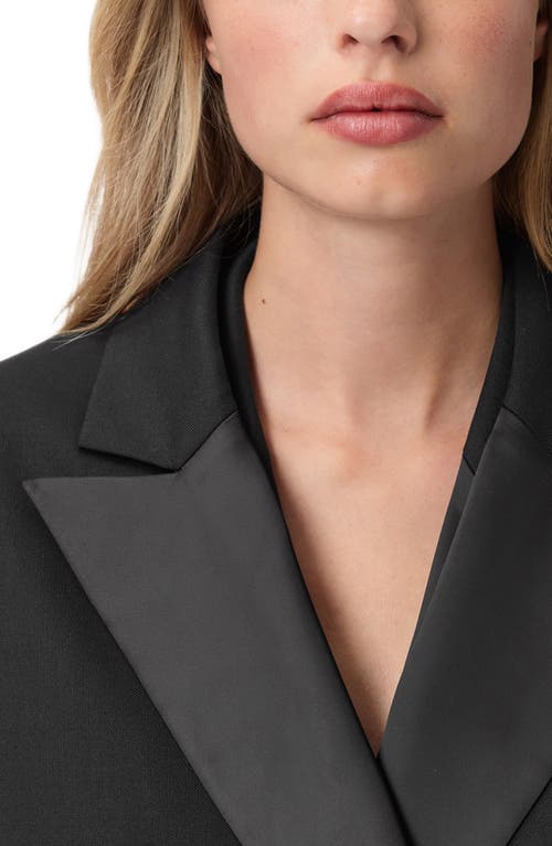 Allsaints Noa Wool Blend Crop Tuxedo Blazer In Black