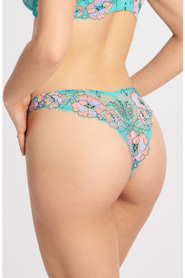 Floral Trip Lace Brazilian Panties, Alternate, color, TEAL THUNDER