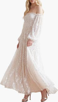 Needle & Thread Confetti Gloss Off-shoulder Gown
