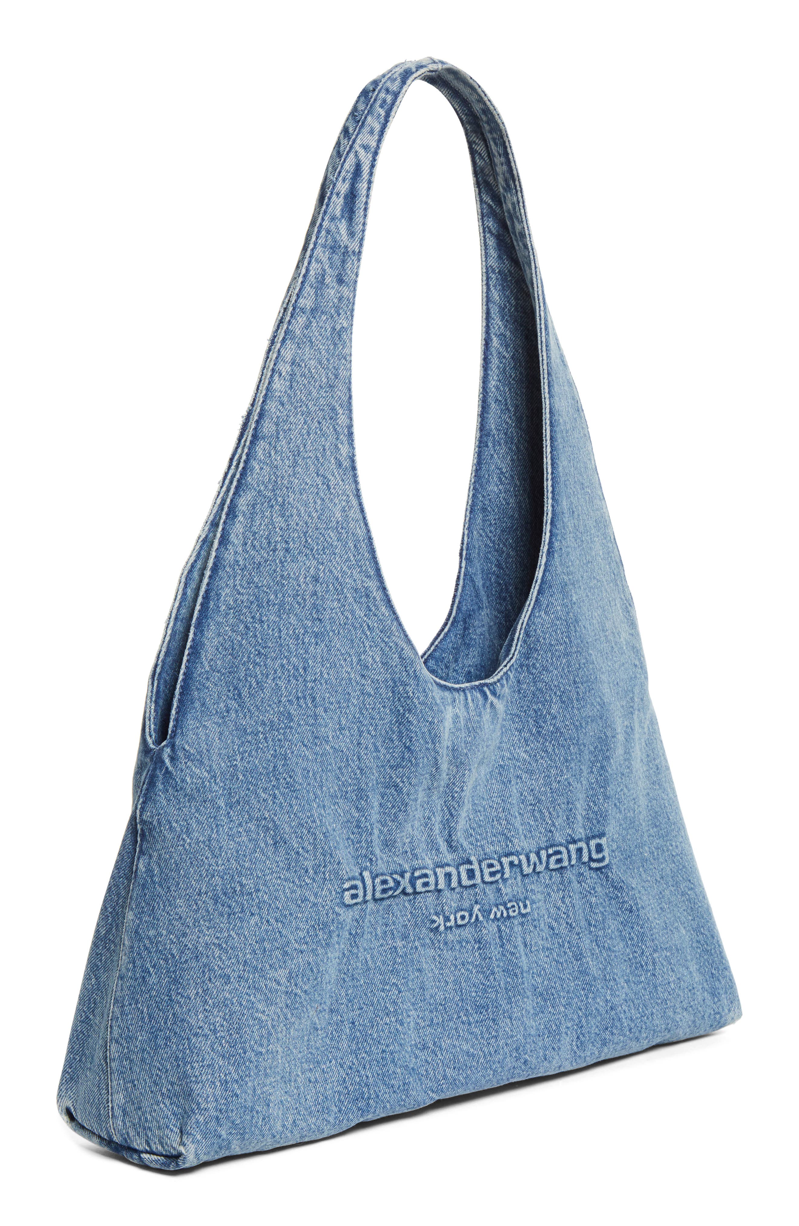 Alexander Wang Medium Pike Denim Hobo Bag, Alternate, color, Vintage Medium Indigo