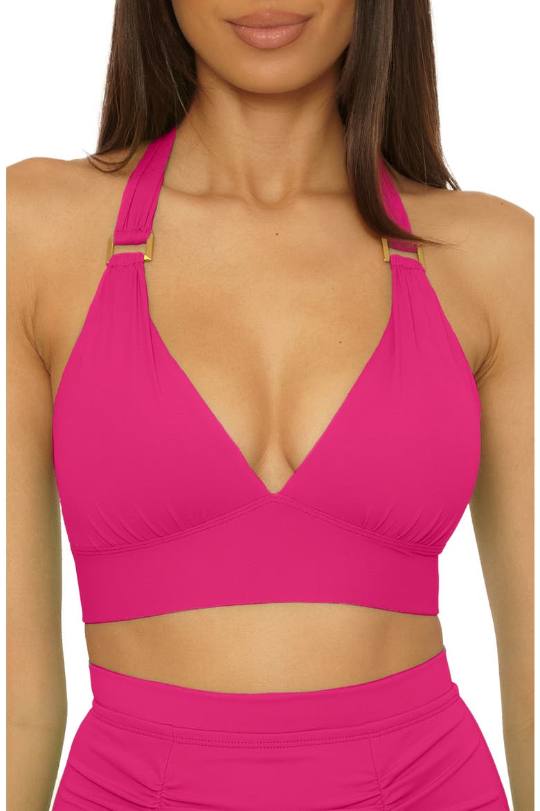 Sun Goddess Halter Bikini Top, Main, color, HOT PINK