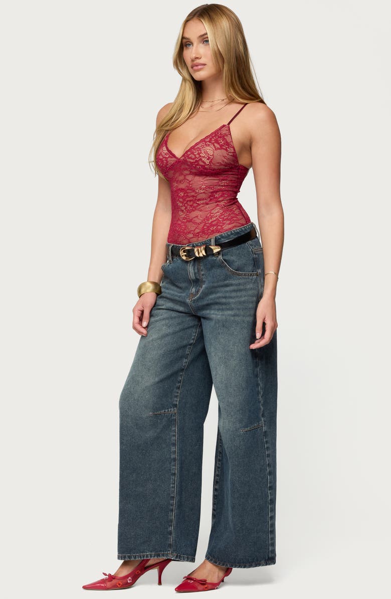 EDIKTED Lace Bodysuit, Alternate, color, Burgundy