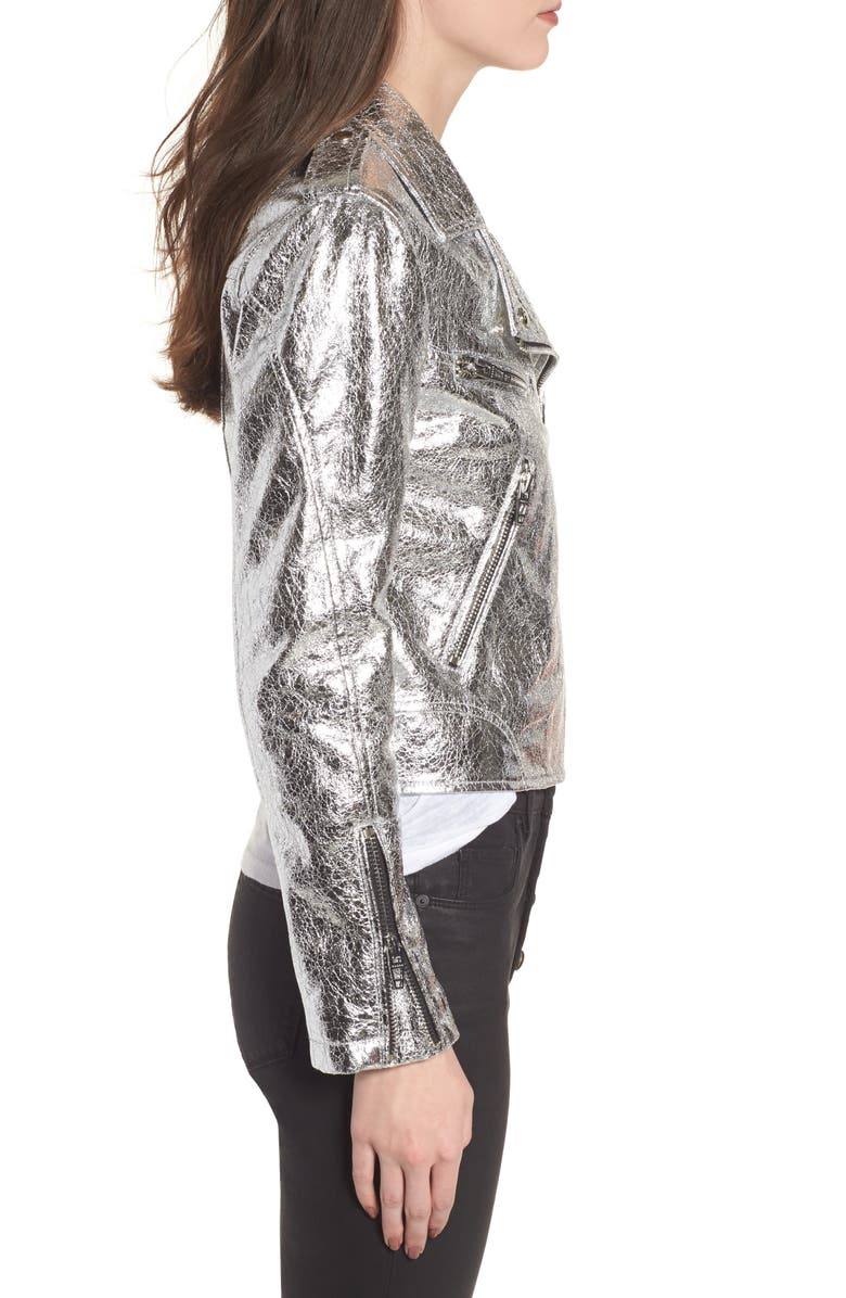 BLANKNYC Metallic Faux Leather Moto Jacket, Alternate, color, 