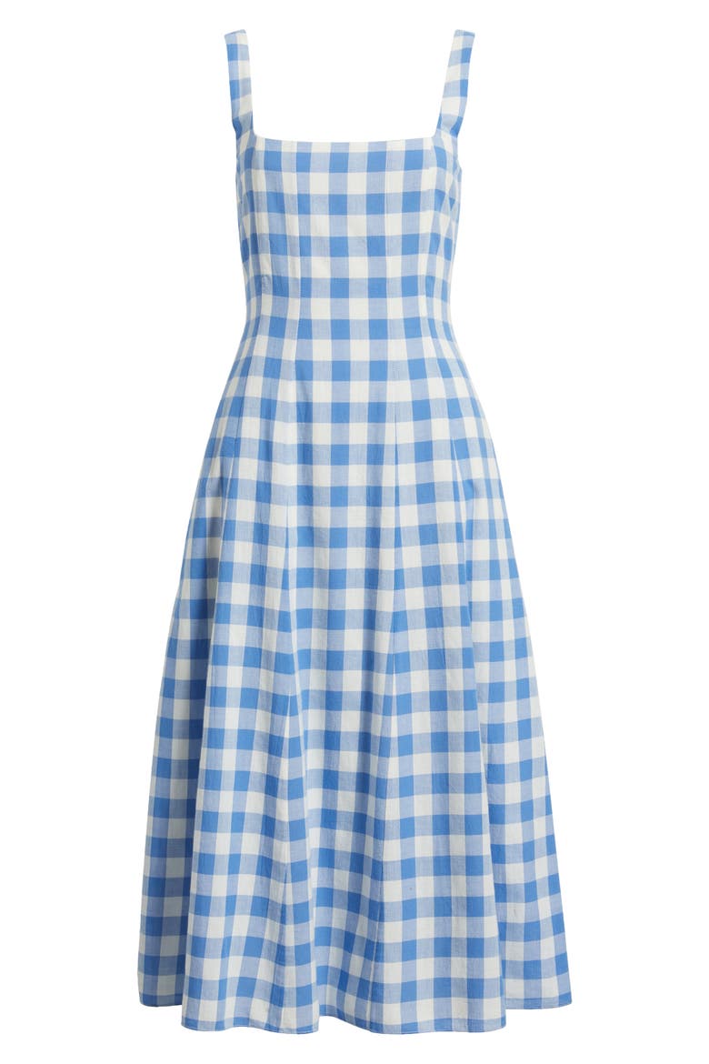 Ardena Organic Cotton Ginghanm Dress, Alternate, color, BLUE BONNET GINGHAM