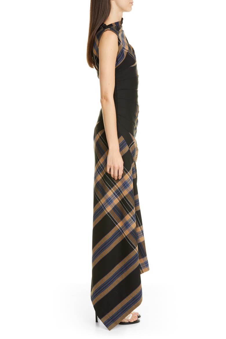 Asymmetrical Pleated Plaid Midi Dress, Alternate, color, PLAID MULTI