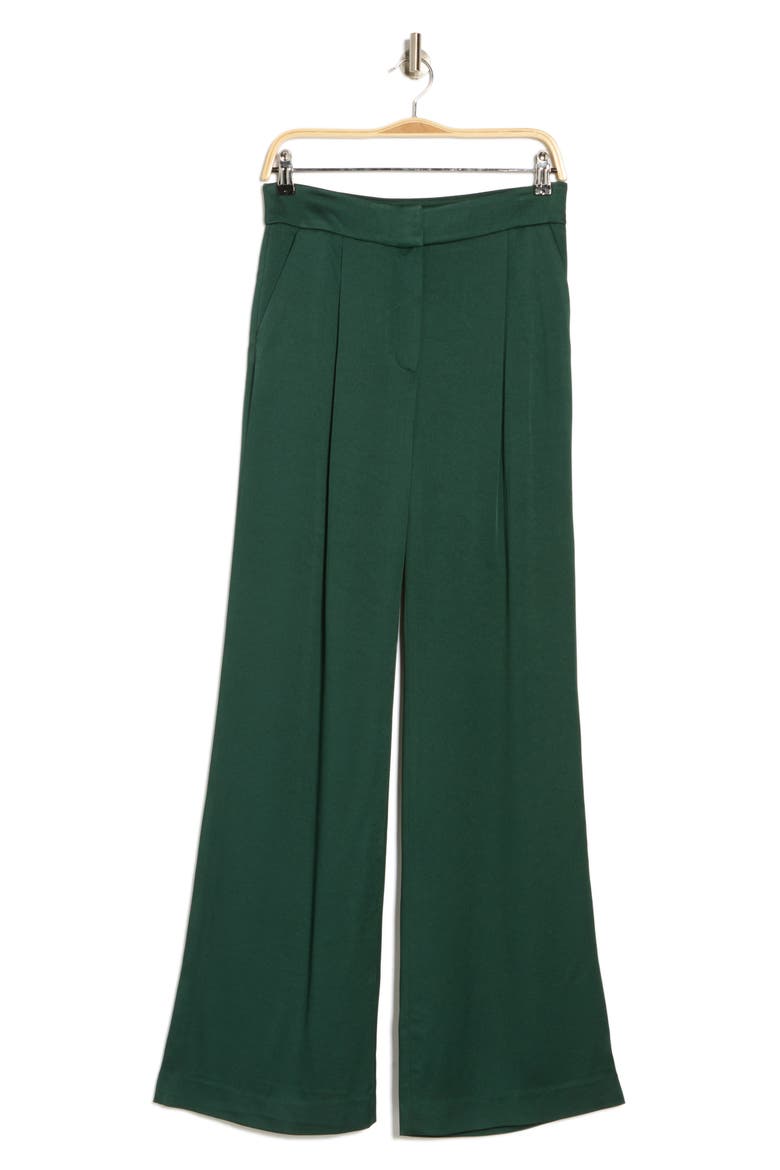 Robinne Wide Leg Stretch Cotton Pants, Alternate, color, DARK GREEN