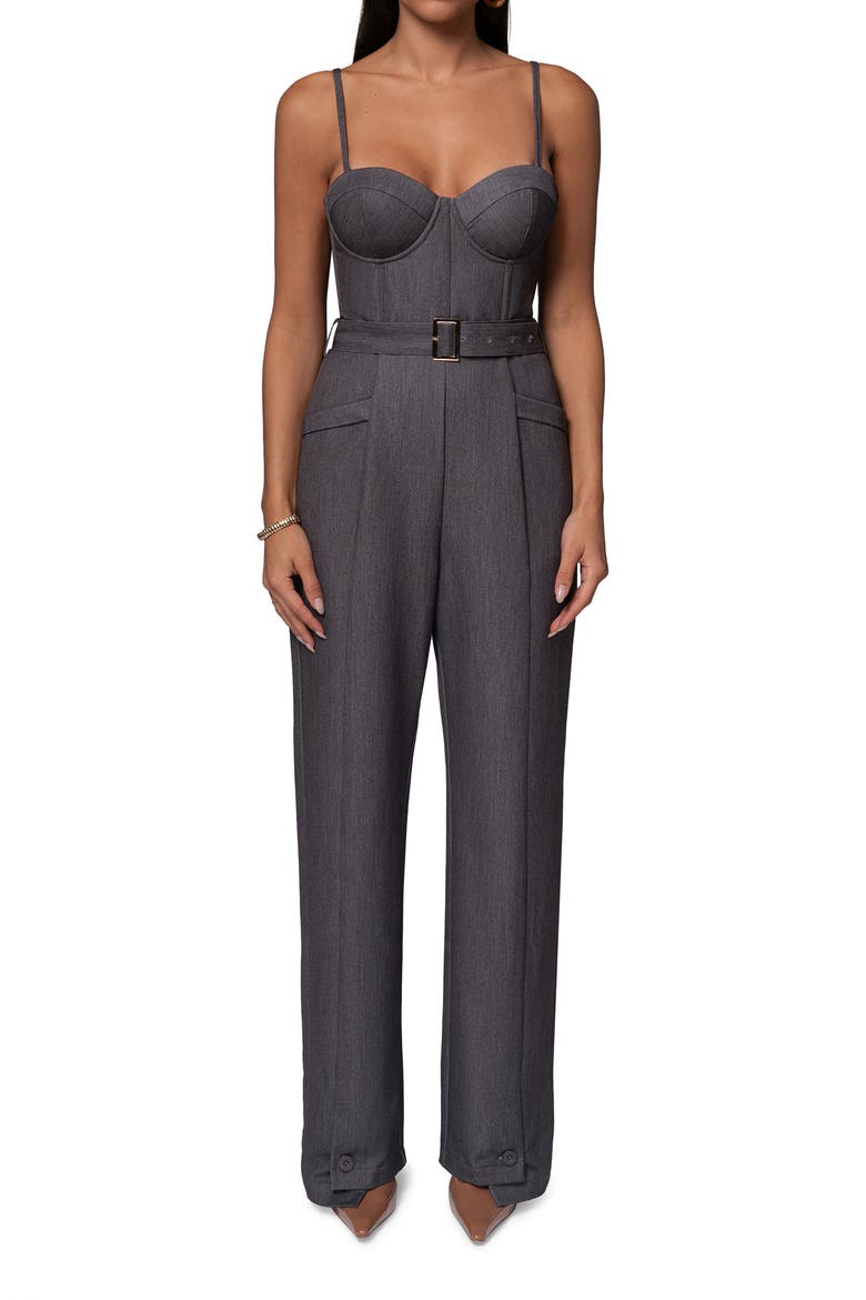 Sweetheart Aroma Bustier Jumpsuit, Main, color, GREY