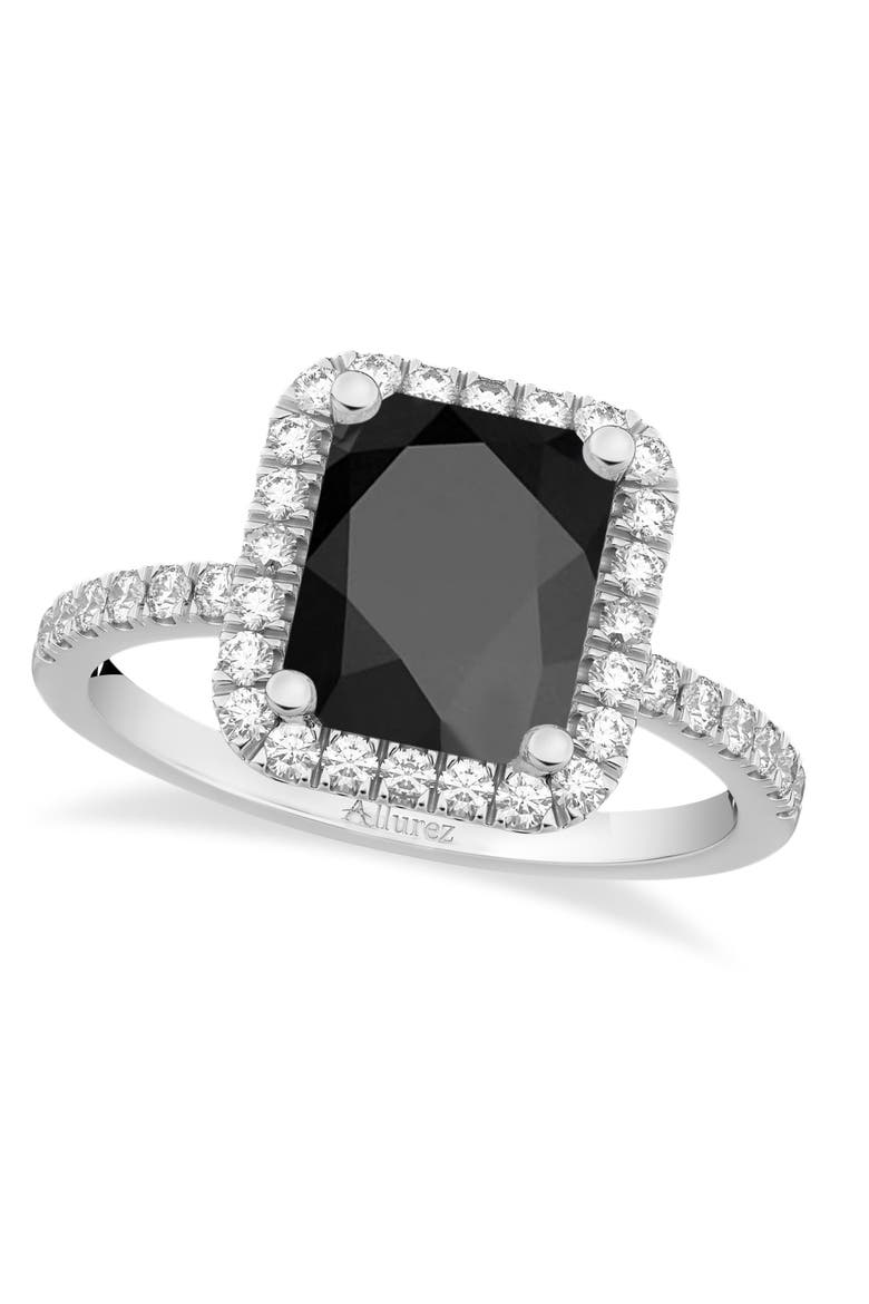 Black Onyx & Diamond Engagement Ring 14k White Gold, Main, color, 3.32ct/White Gold