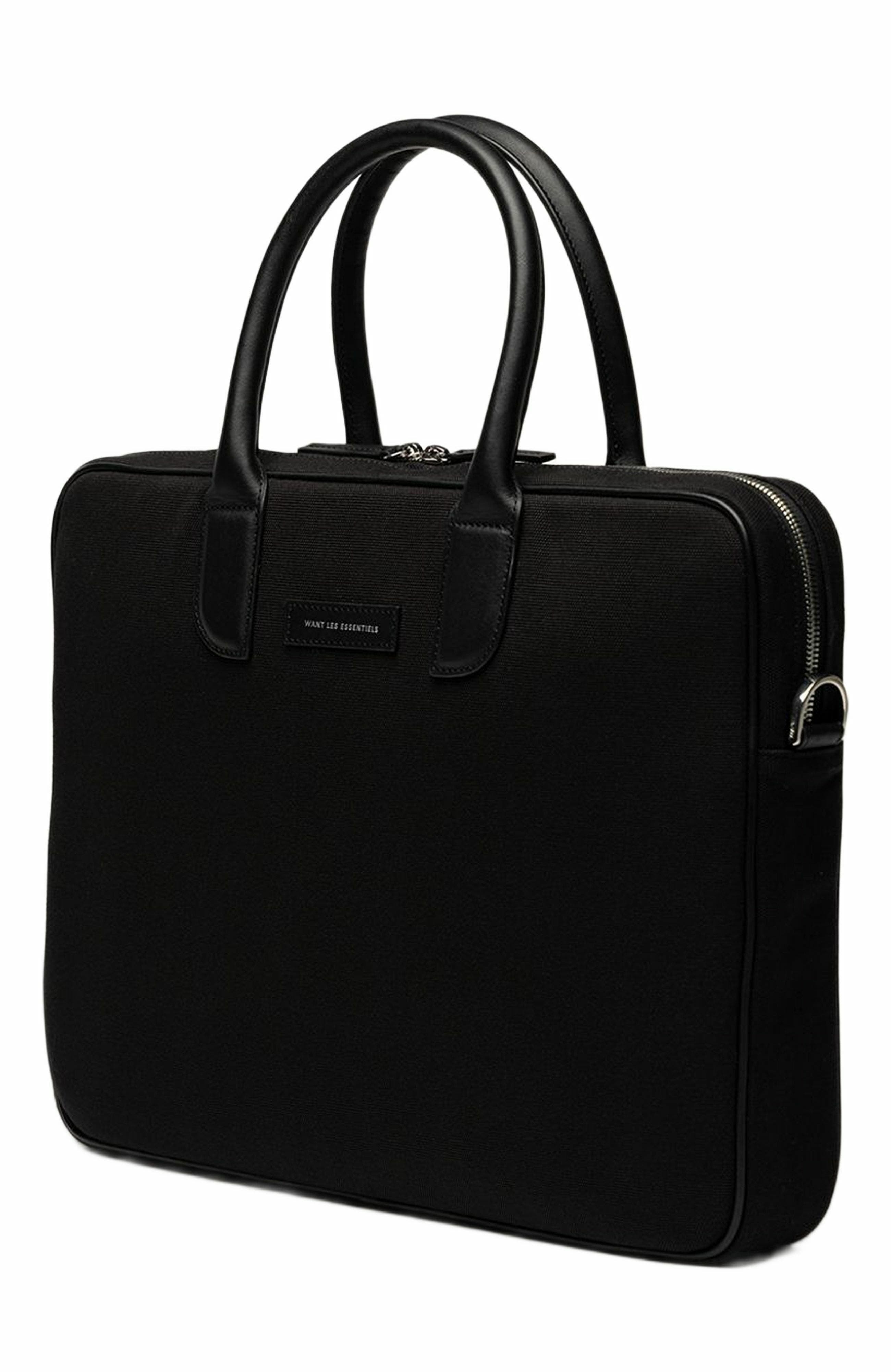 Want Les Essentiels Lesage Organic Cotton Canvas Computer Bag, Alternate, color, Black