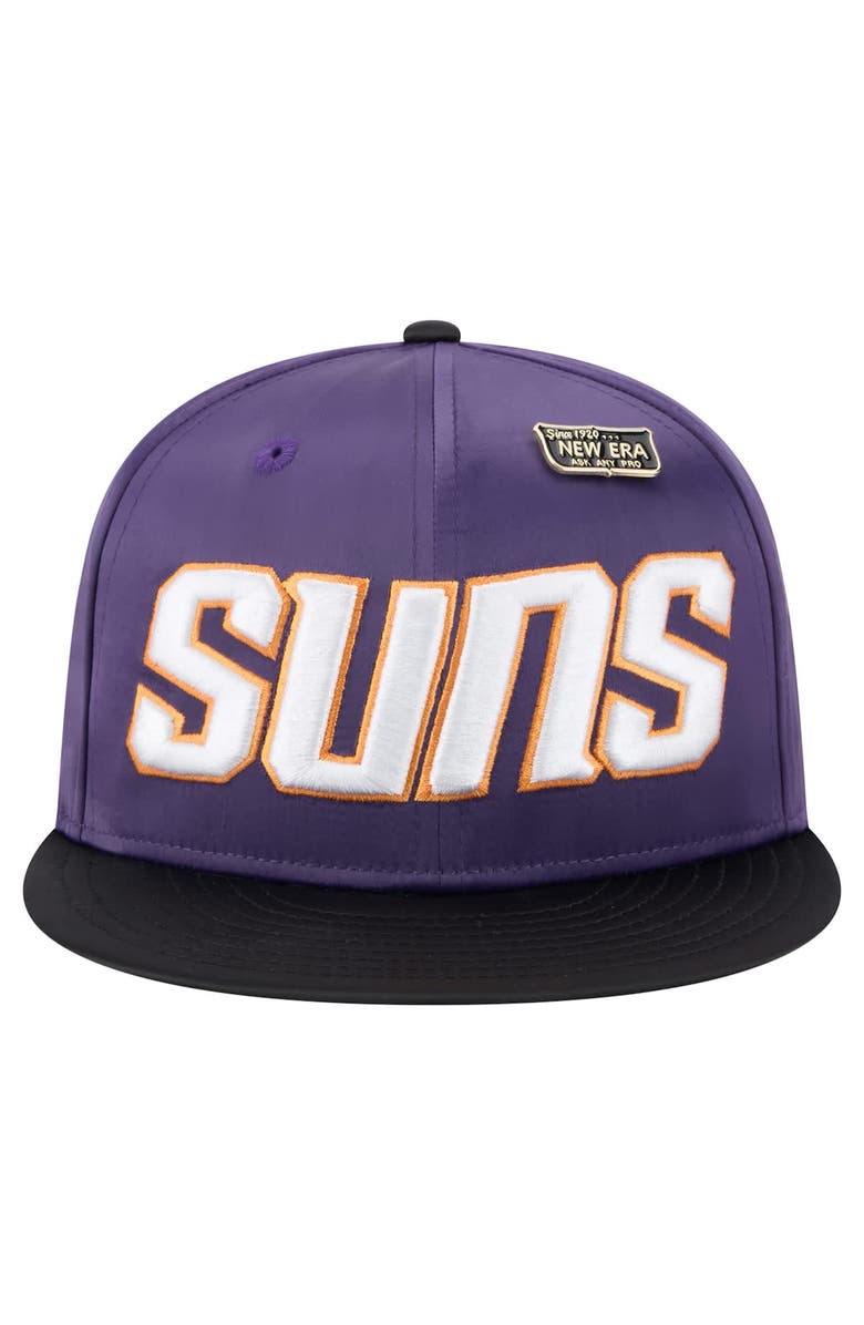New Era Men's New Era Purple/Black Phoenix Suns Throwback Satin Vintage Pin Two-Tone 59FIFTY Fitted Hat, Alternate, color, Purple