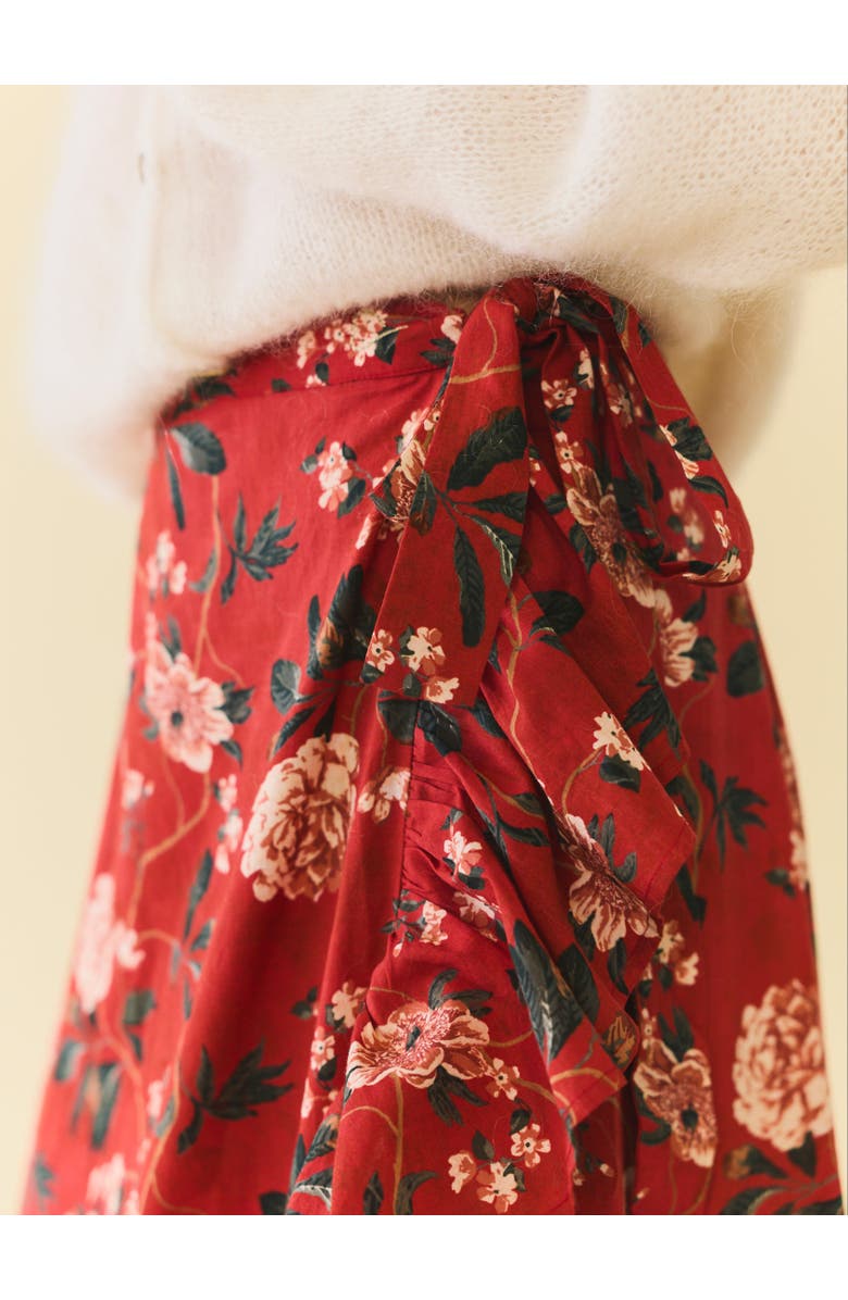 Eddy Wrap Skirt, Alternate, color, Red Soft Floral