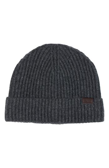 Hickey Freeman Cashmere Cardigan Stitch Beanie In Gray