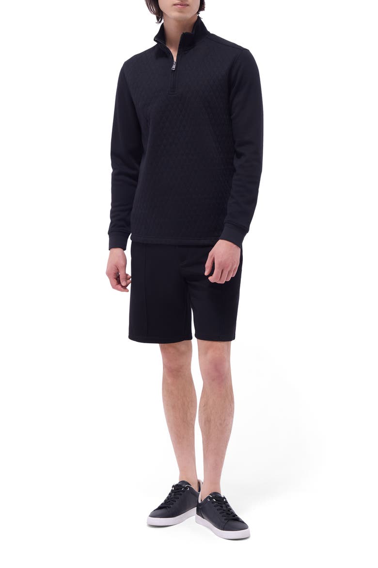 Quilted Quarter Zip Performance Pullover, Alternate, color, BLACK
