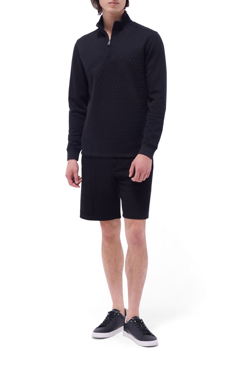 Bugatchi Quilted Quarter Zip Performance Pullover, Alternate, color, Black