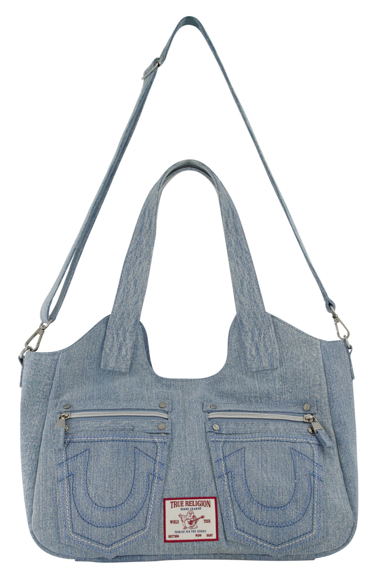 True Religion Brand Jeans Horseshoe Stitch Tote, Alternate, color, Denim