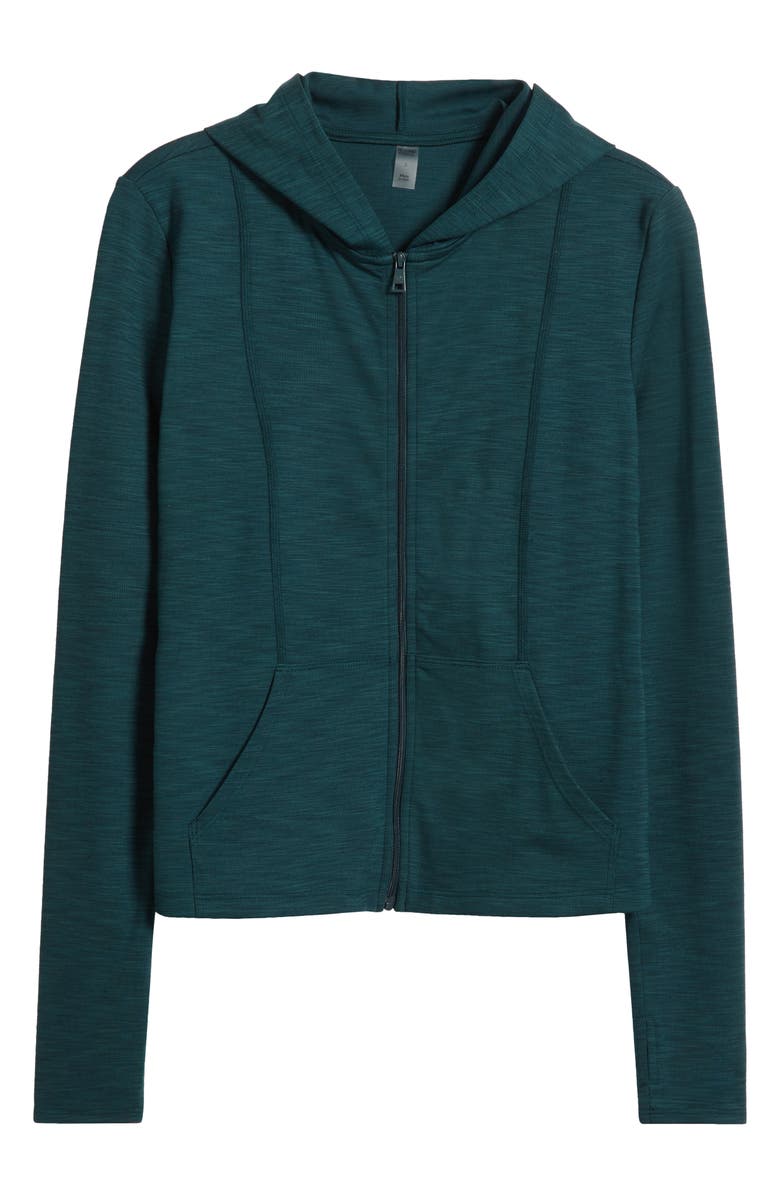 Beyond Yoga Heather Rib Zip-Up Hooded Jacket, Alternate, color, Midnight Green Heather Rib