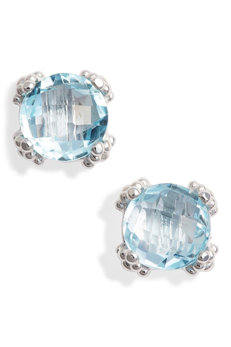 Small Cluster Topaz Stud Earrings, Main, color, BLUE TOPAZ