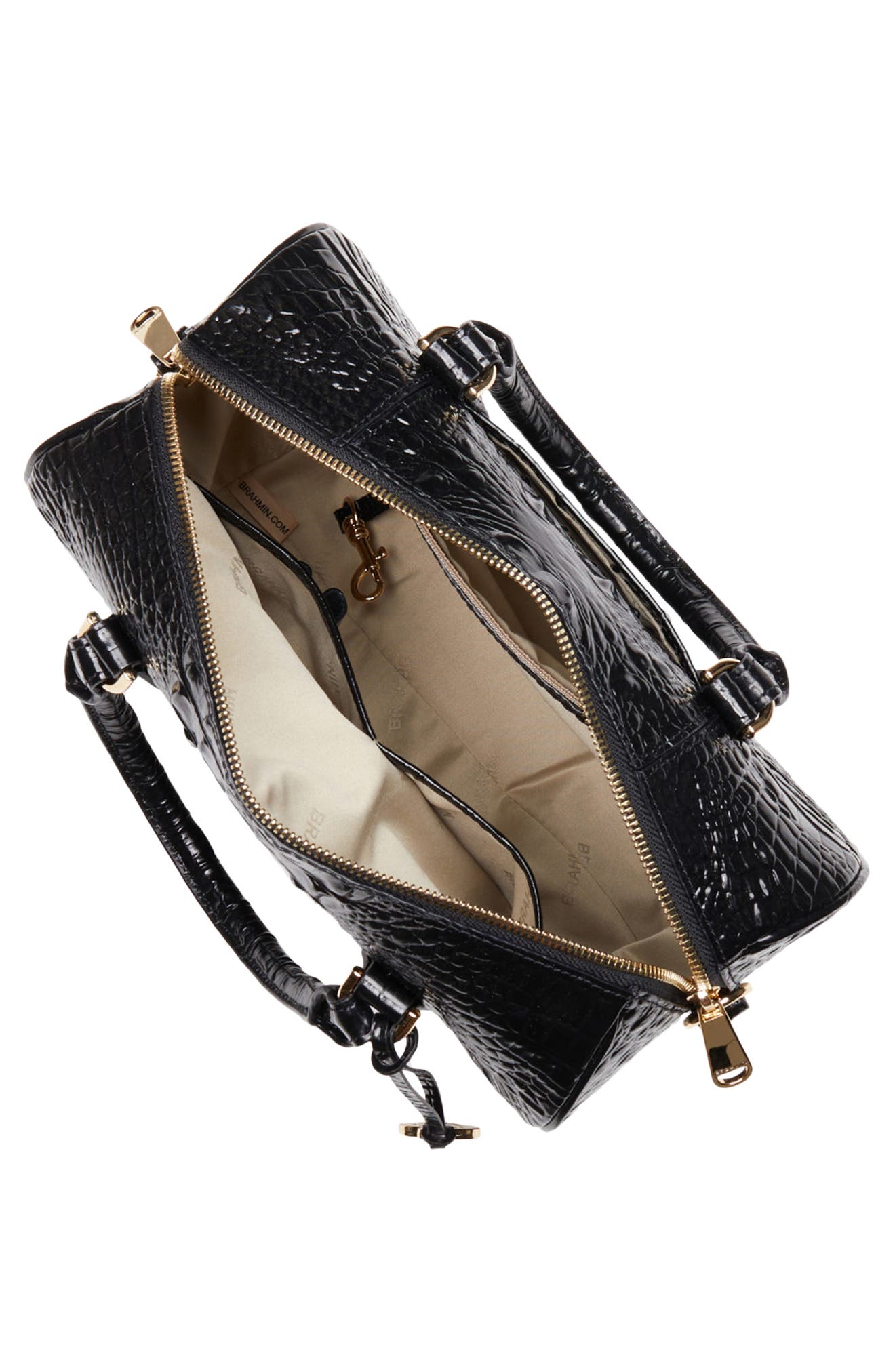 Brahmin Stacy Croc Embossed Leather Satchel, Alternate, color, 