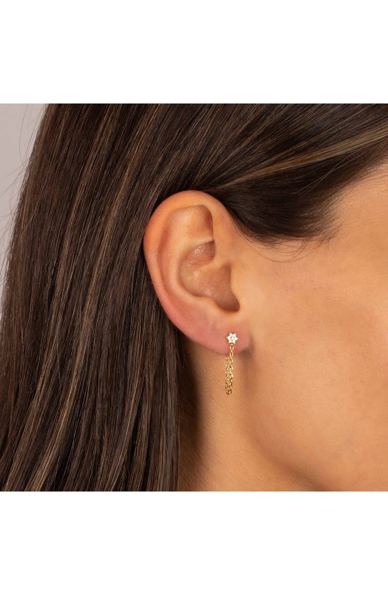 BY ADINA EDEN CZ Flower Cluster Front Back Chain Stud Earring, Alternate, color, Gold