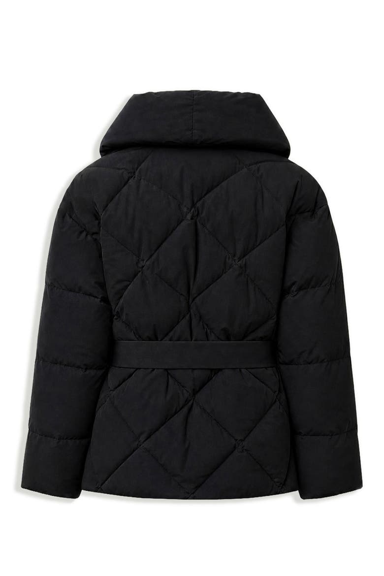 Becky Belted Shawl Collar Puffer Jacket, Alternate, color, BLACK