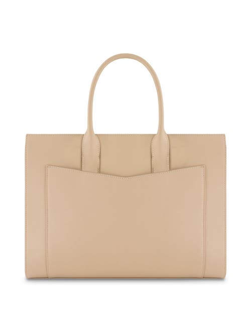 Mac Duggal Gold Plated Hardware Large Leather Briefcase Bag In Taupe